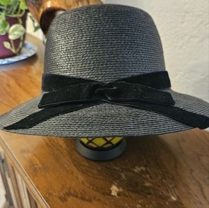 Women's Black Straw Hat with Black Ribbon